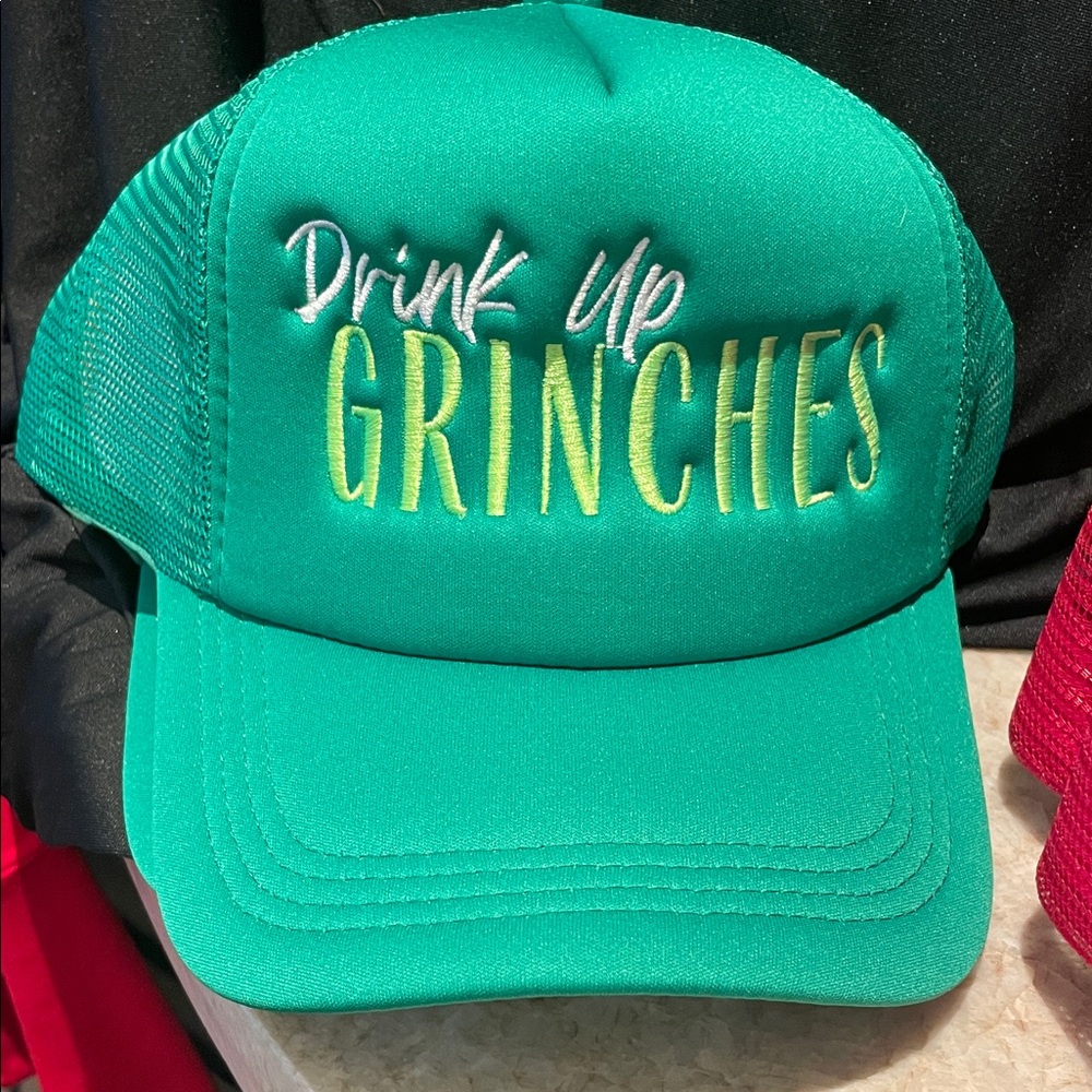 Green 'Drink Up Grinches' Trucker Hat
